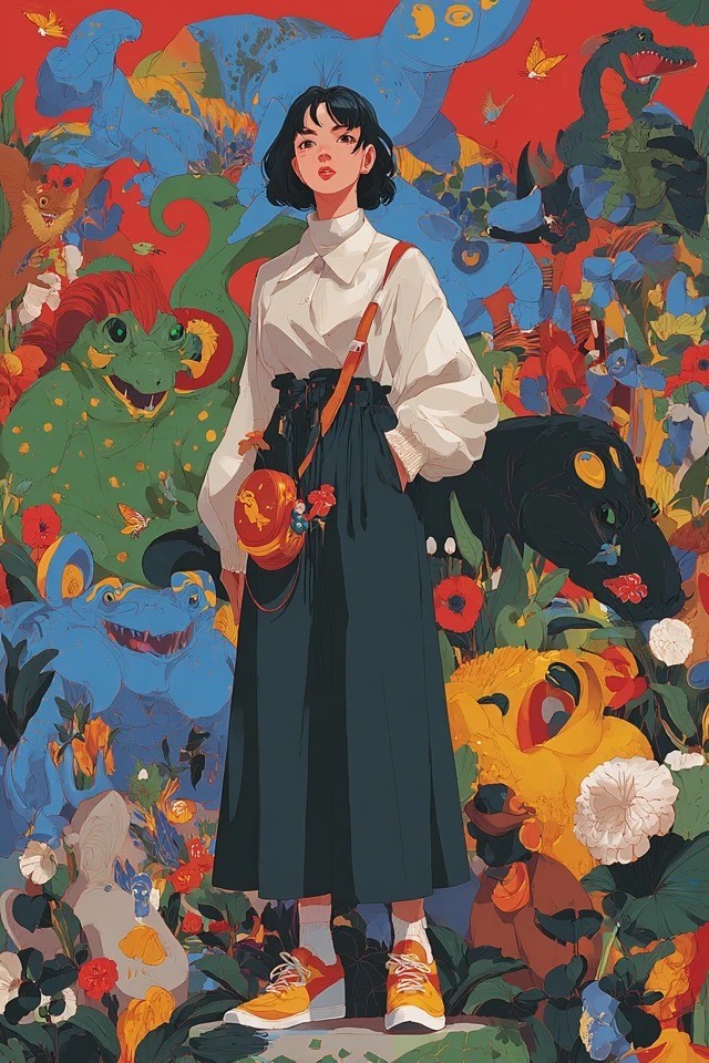 Mutige, flache Farbillustration, geeignet für redaktionelle Cover, Kinderfantasy-Bücher und Animationsfilm-Posters