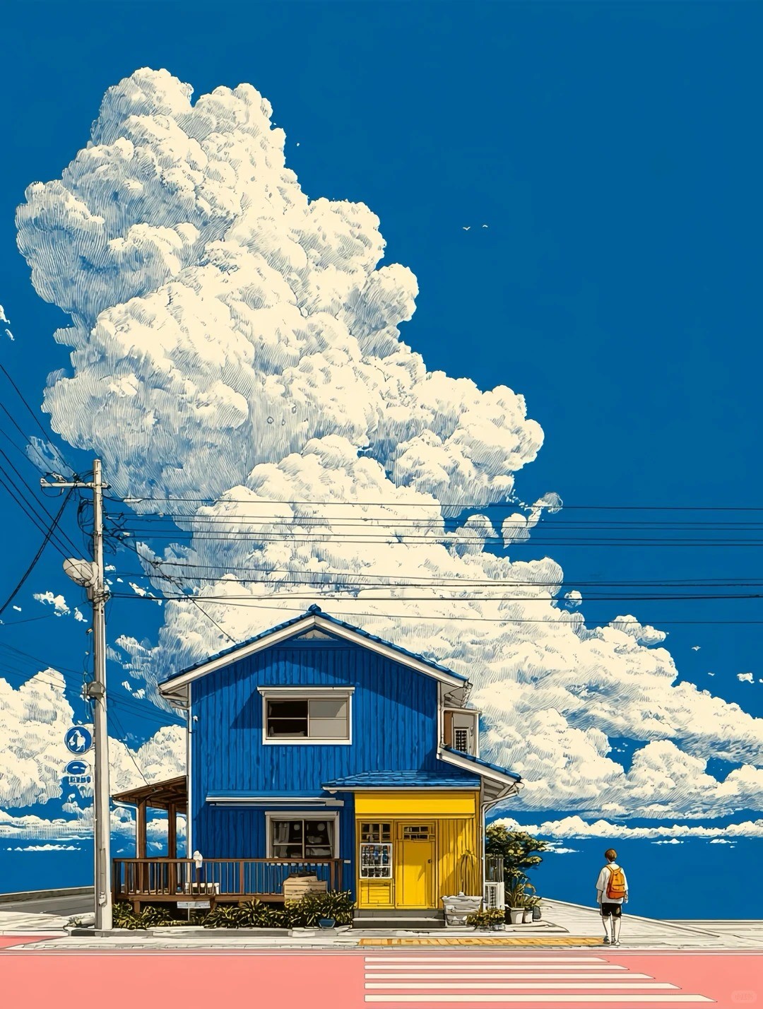 A serene Japanese summer landscape in contemporary anime illustration style