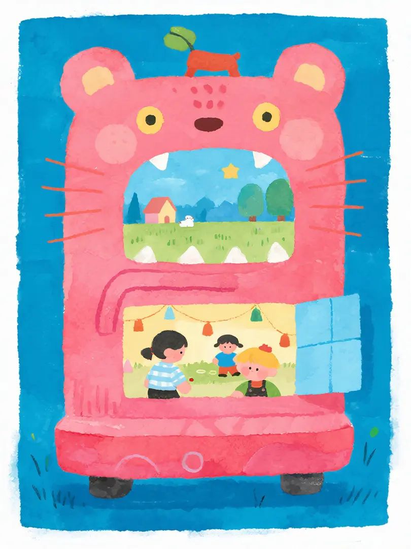 Healing watercolor art expressing rich storytelling and grotesque aesthetics