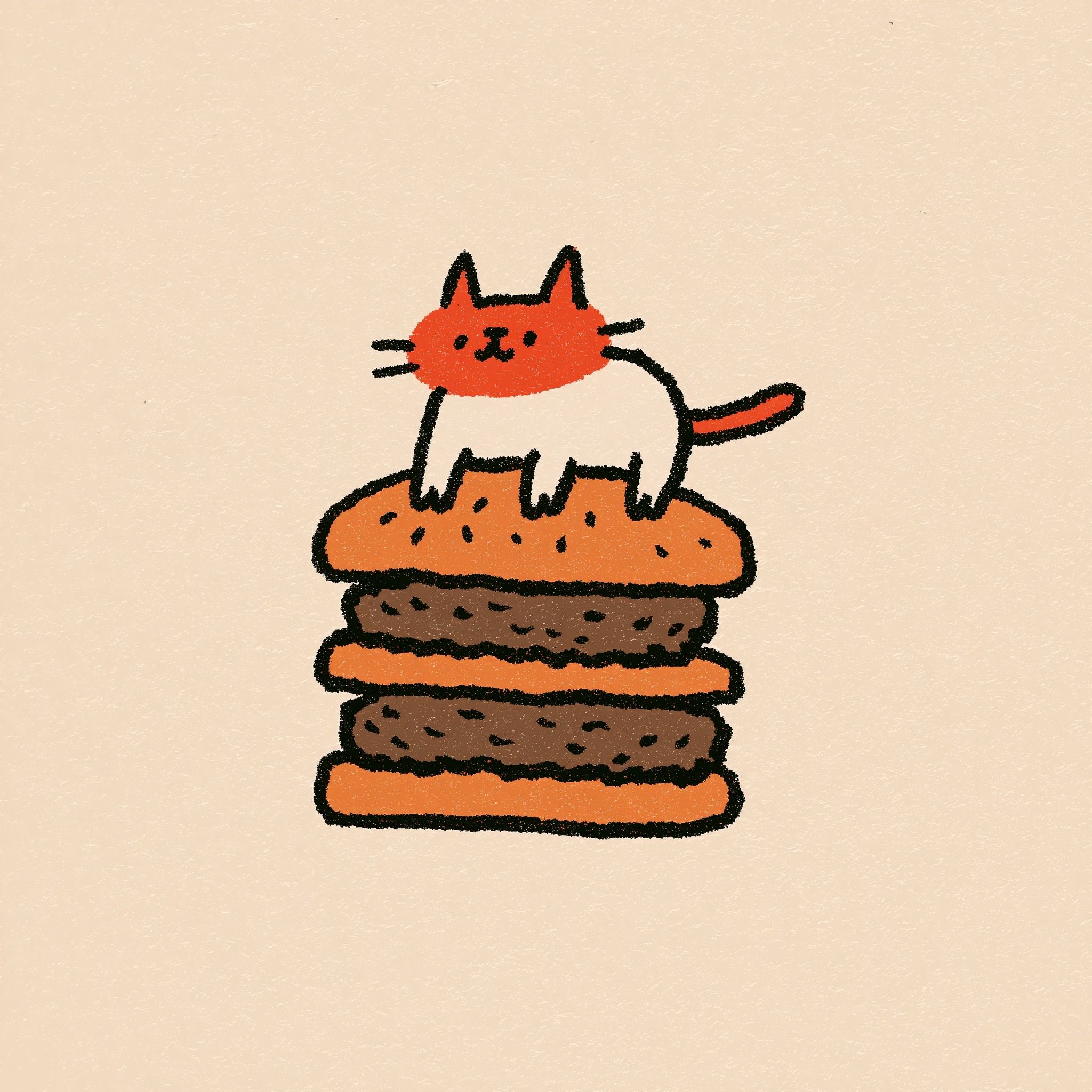 El gato está entre hamburguesas
