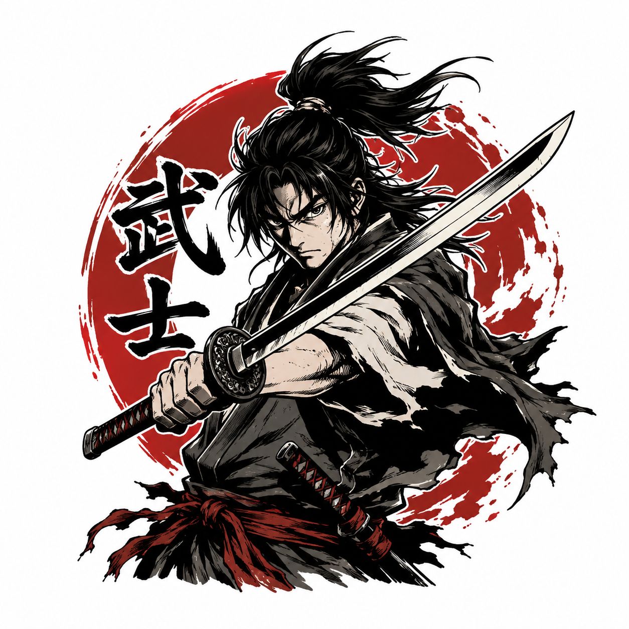 漫画风格的战士T恤印花设计