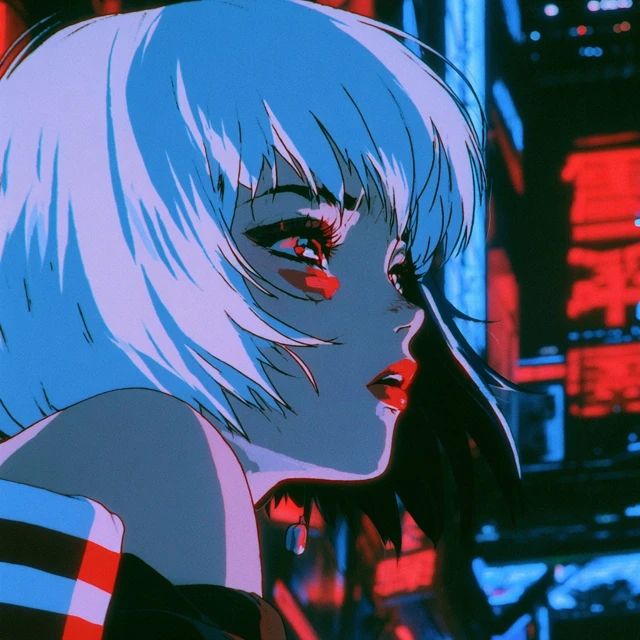 Uma garota de um anime japonês de 2010 com cores retrô