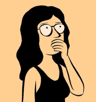 一幅描绘女性的简约2D卡通画像