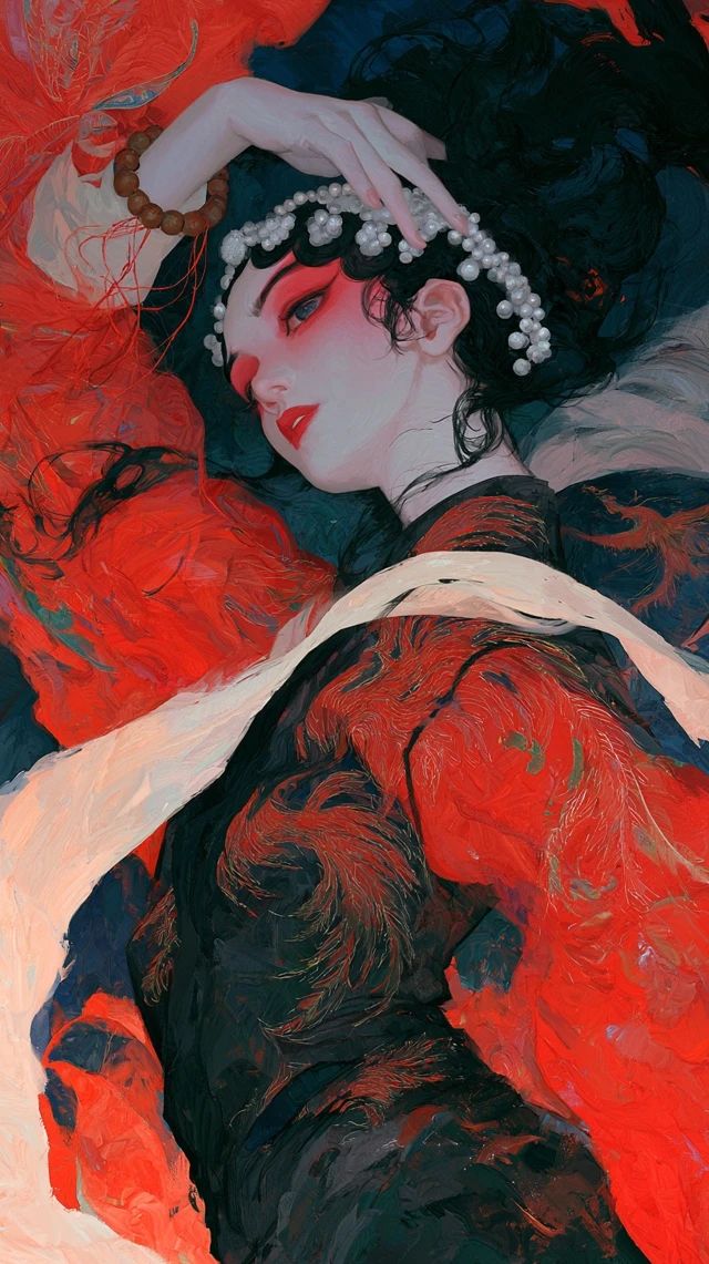 A painting inspired by ancient Chinese opera, showcasing the tragedy and dance of Yu Ji