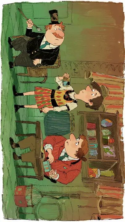 Draw daily life scenes in Beatrice Alemagna style with colored pencils