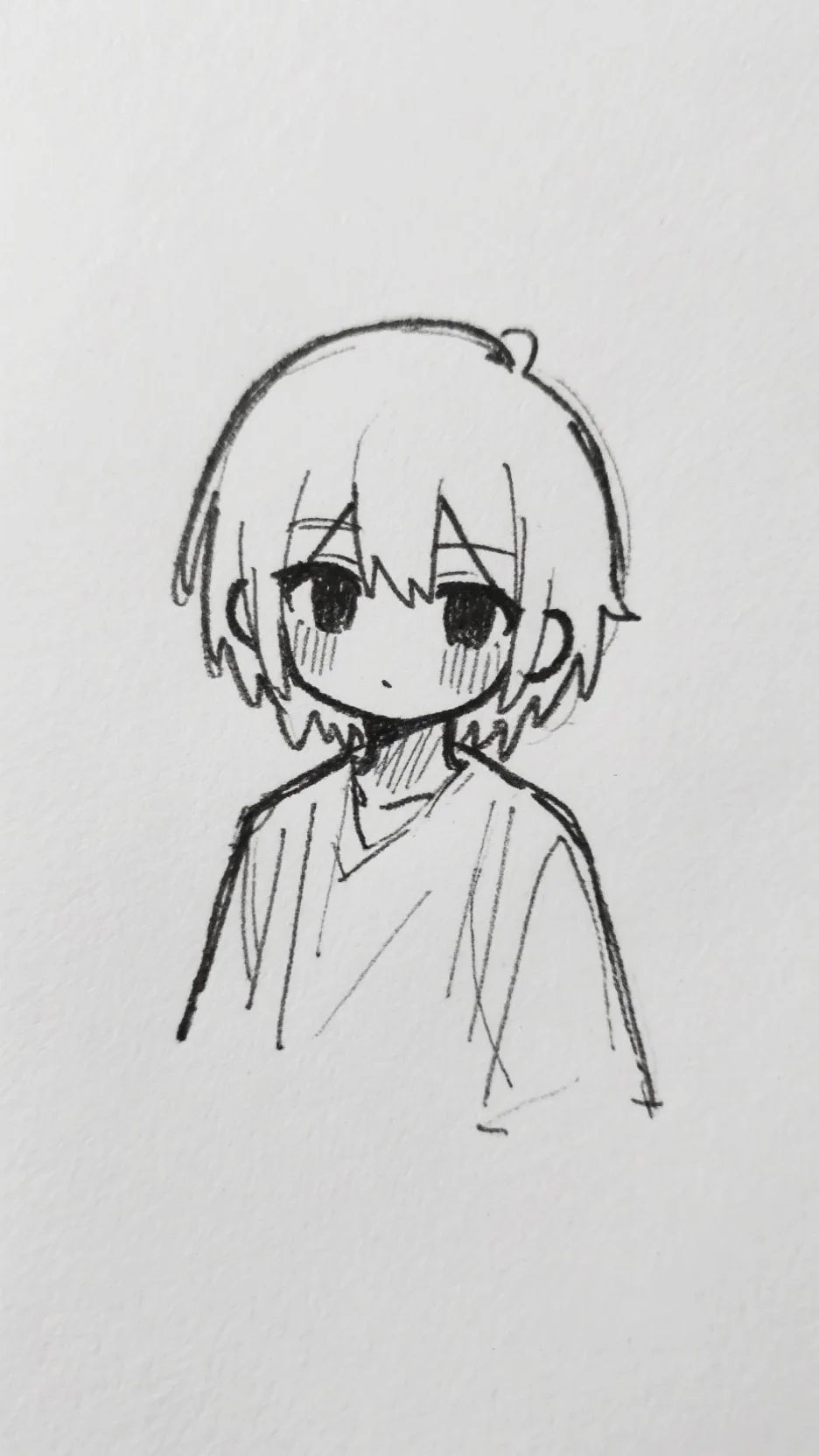 hand-drawn rough style anime character sketch on paper