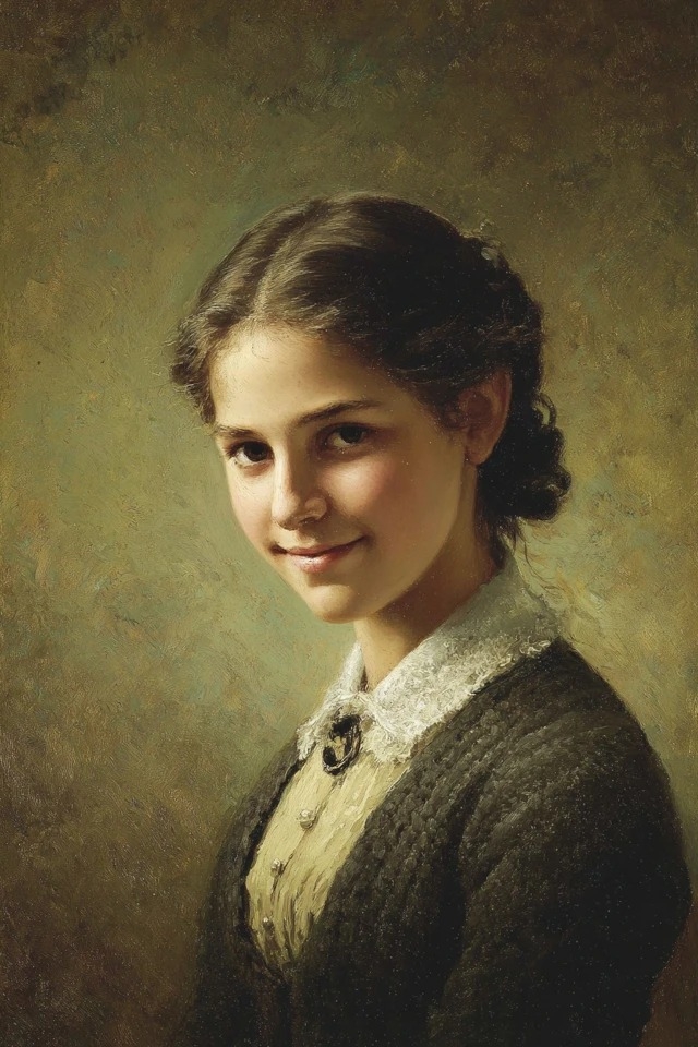 Soft-focus academic realism three-quarter portrait suitable for classical music and heritage campaigns