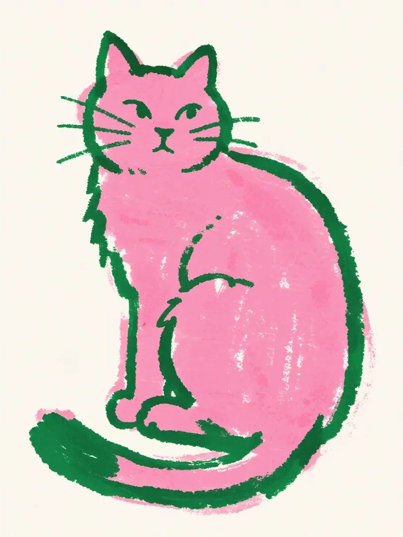 A minimalist hand-drawn artwork of a cat