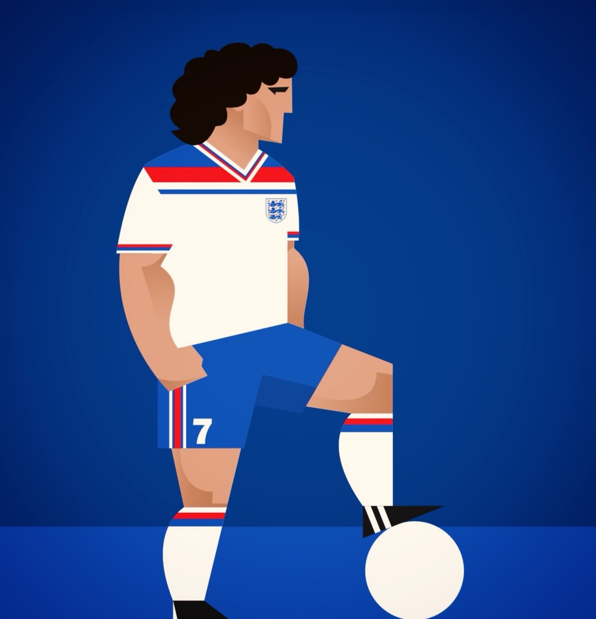 Graphic poster features a pink-skinned footballer with yellow hair