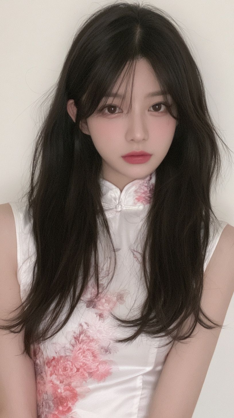 身材為沙漏型的美女穿着白色旗袍