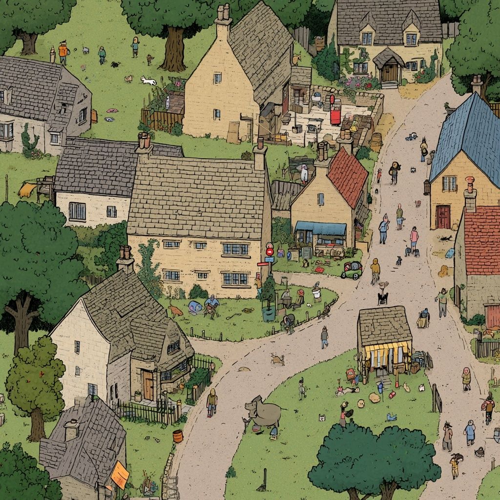 Create a Cotswold scene in punk style