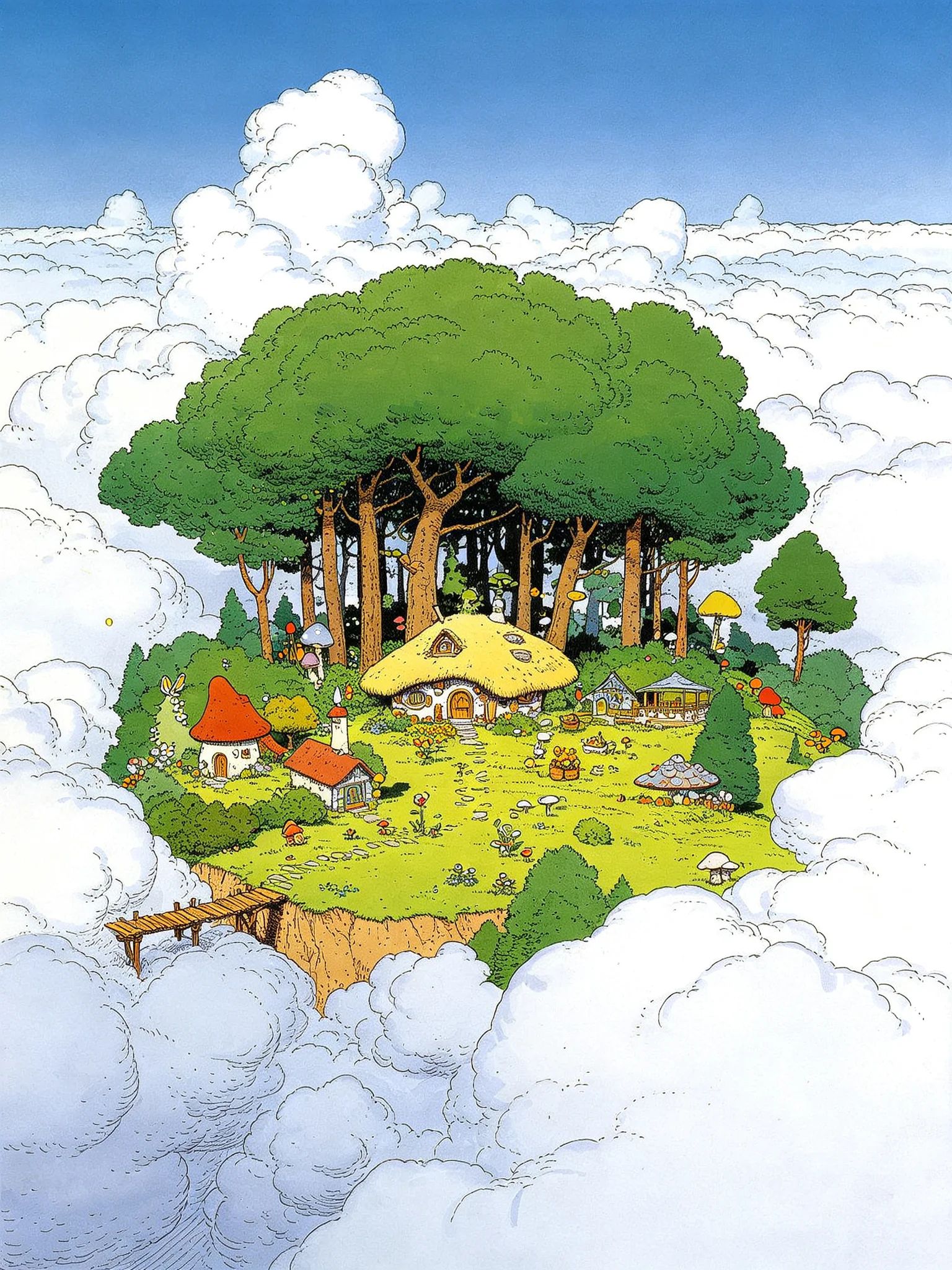 O reino secreto da floresta entre as nuvens exibe um mundo fantástico e acolhedor