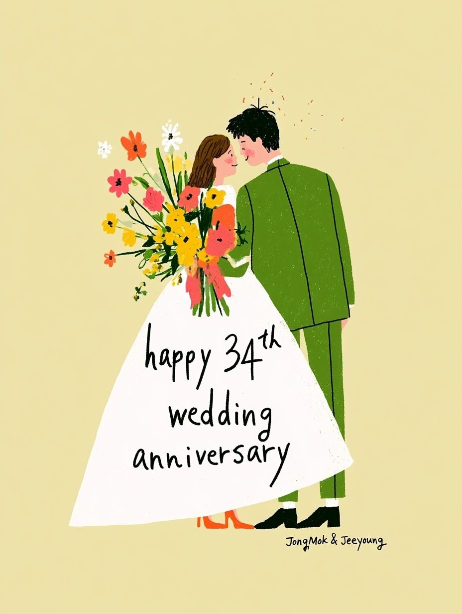 Feier des 34. Hochzeitstags eines asiatischen Paares