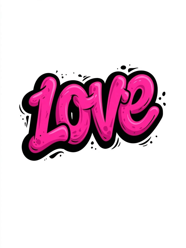 Ilustração tipográfica em grafite ousado da palavra 'Amor'