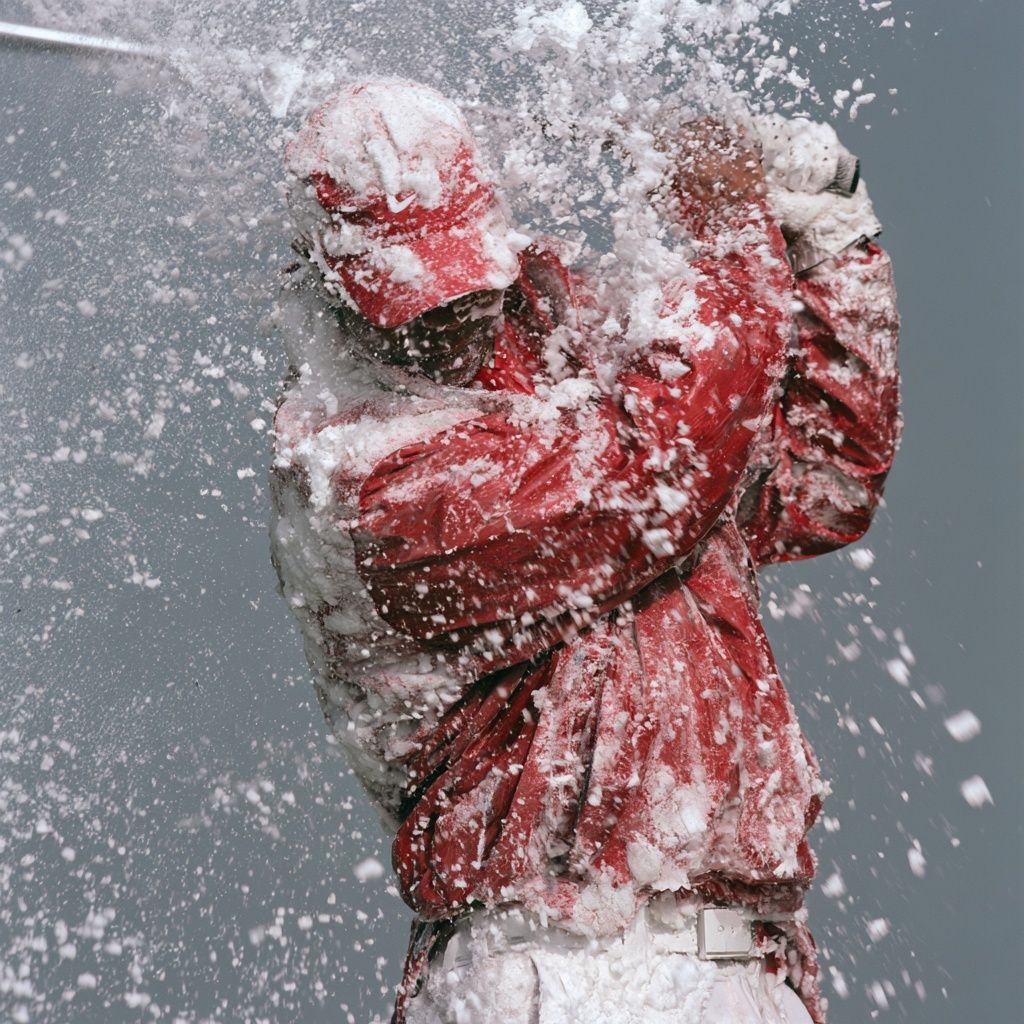 Golfeur couvert de neige