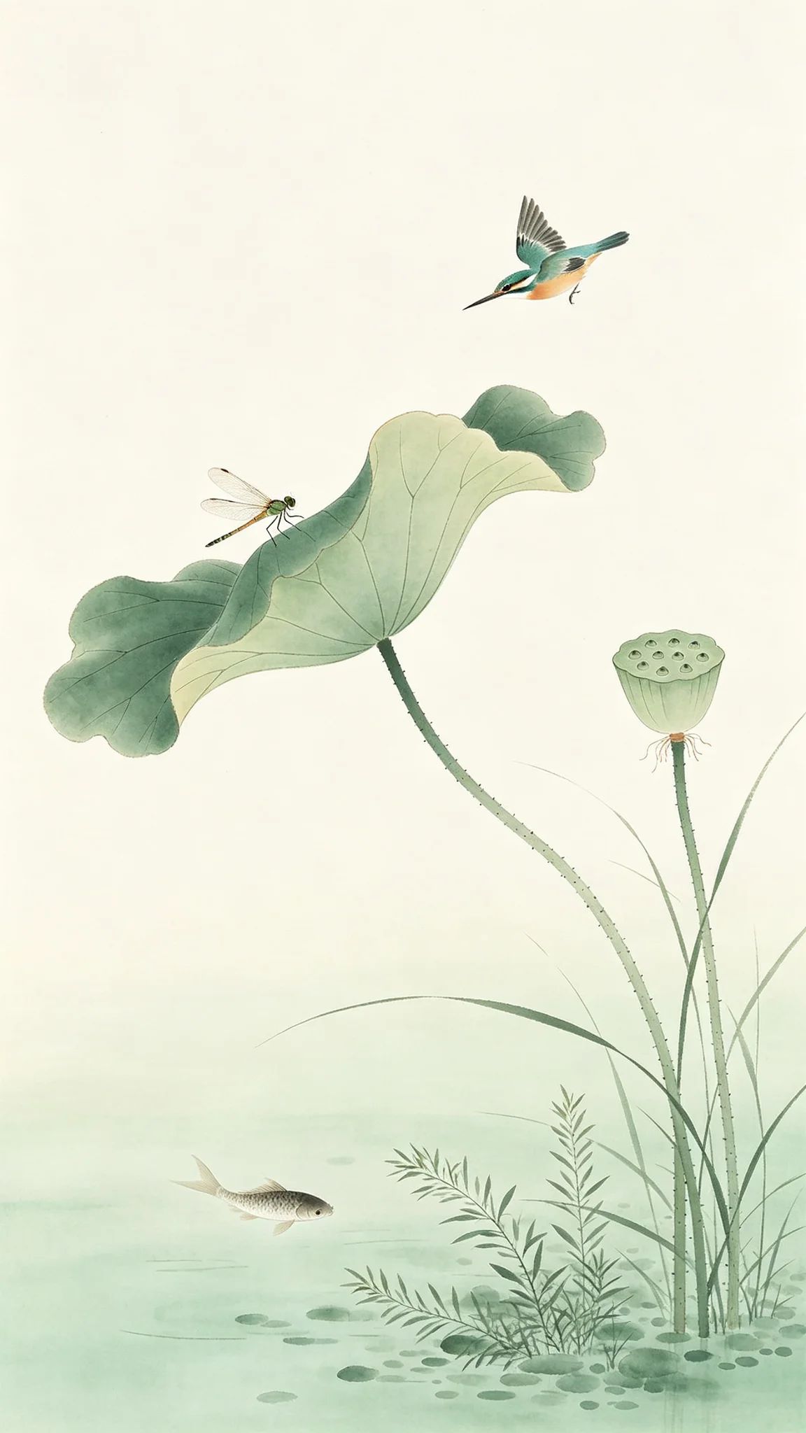 Japanese minimalist illustration showcases summer oriental aesthetics