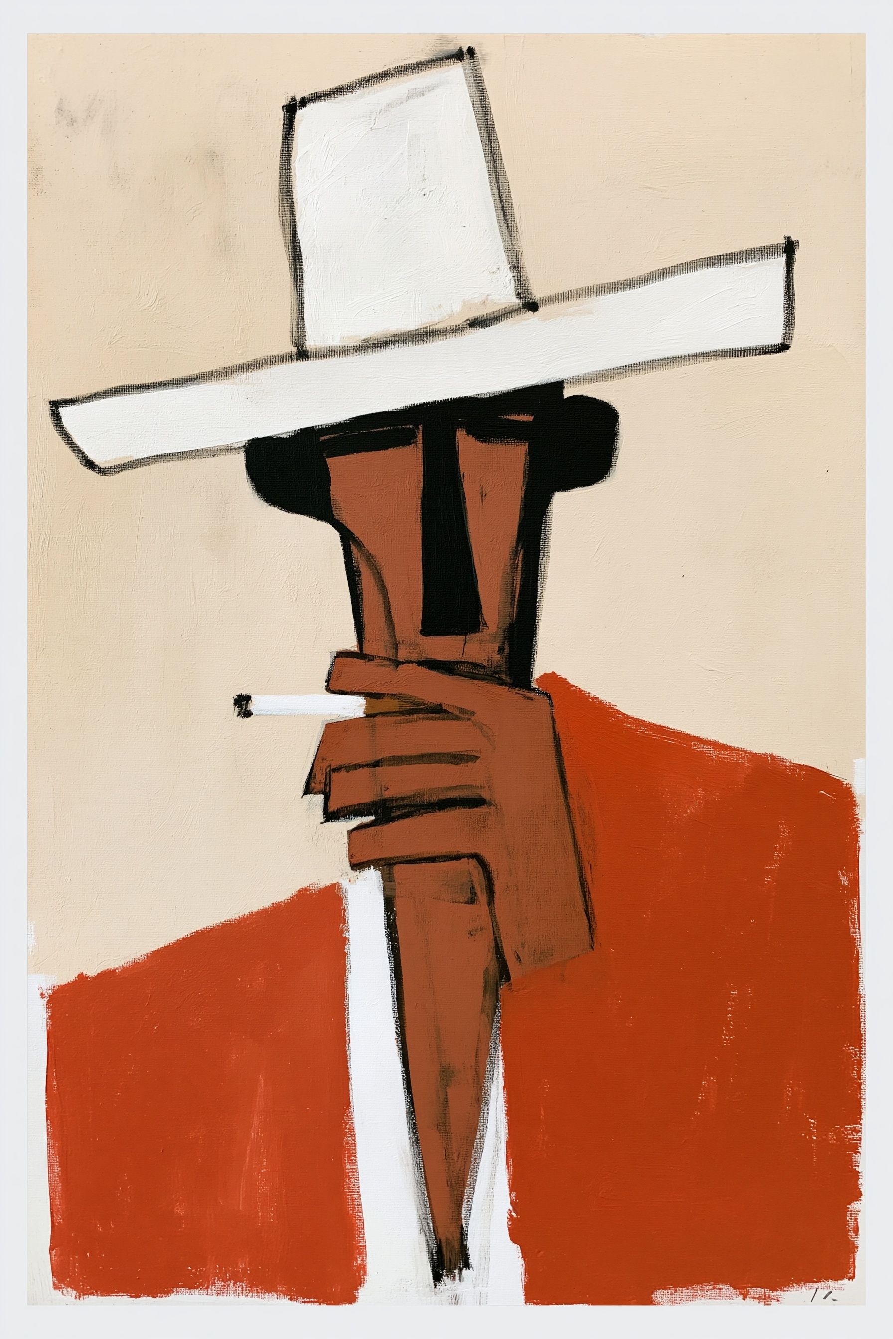Ein einfacher abstrakter Cowboy, der eine Zigarette dreht