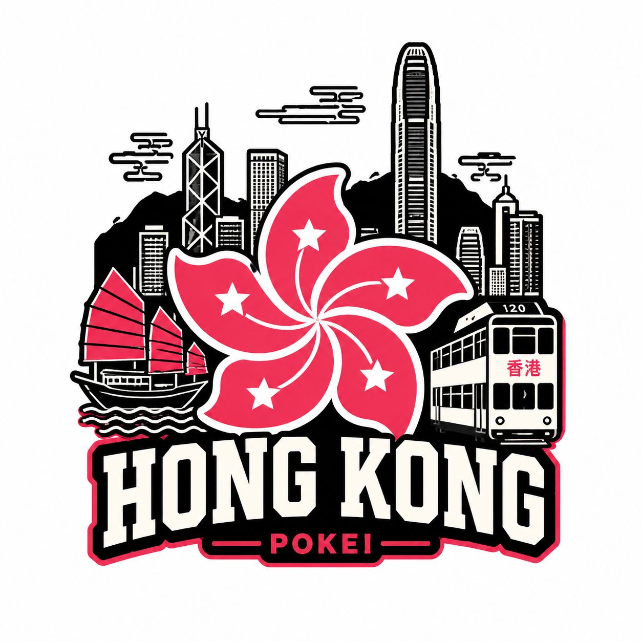 香港紫荆花T恤印刷设计