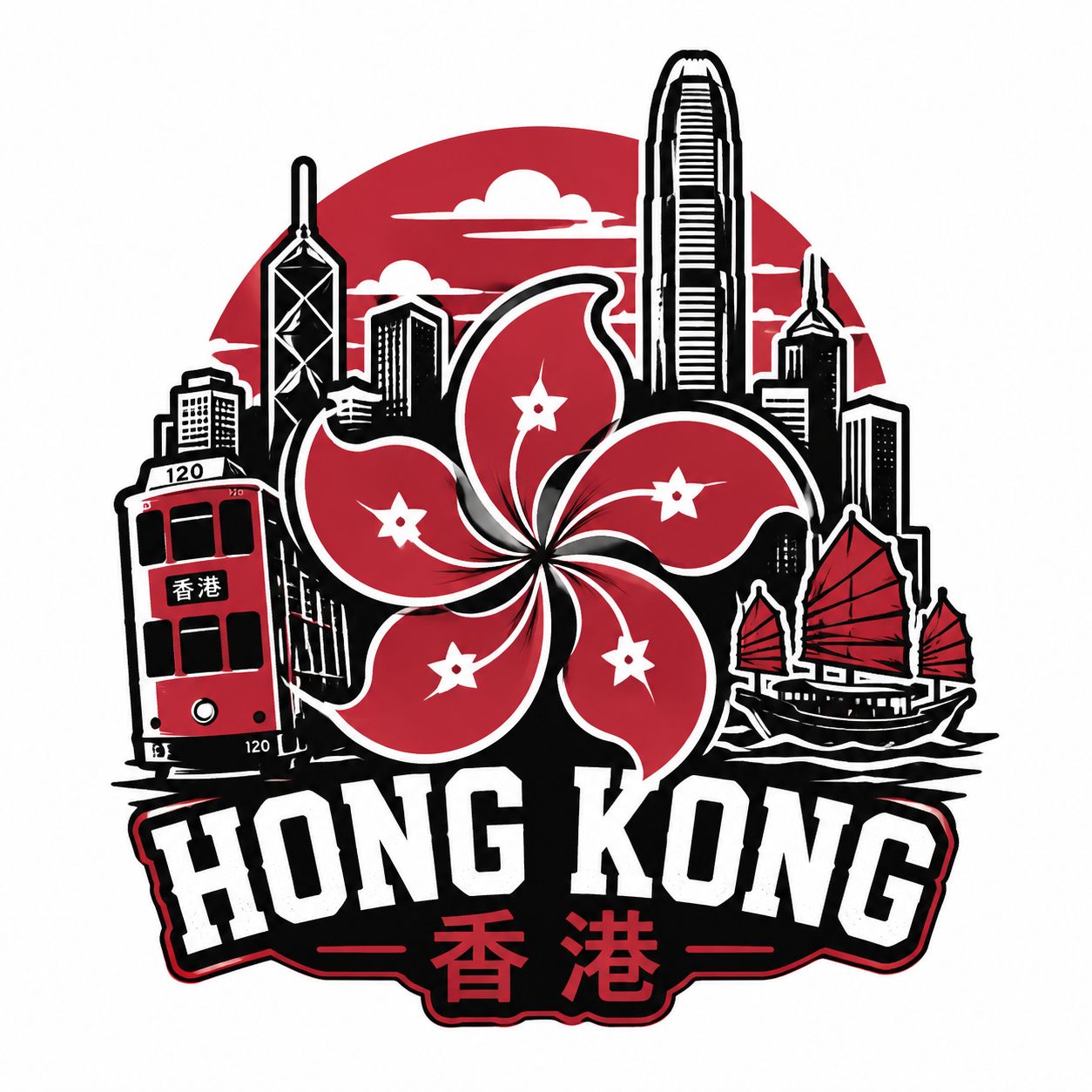 设计以香港紫荆花为主题的T恤印花图案
