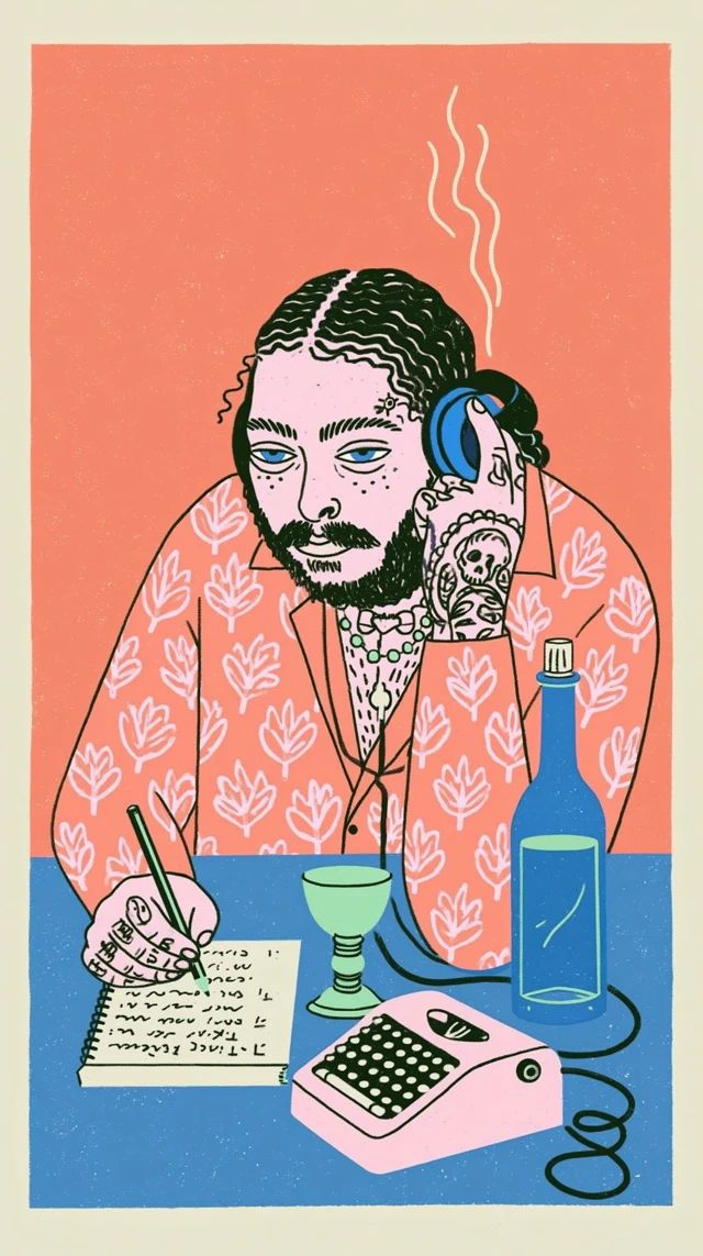 A modern illustration of Post Malone