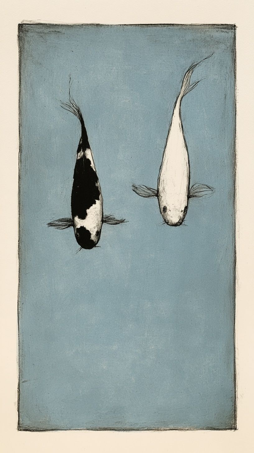 작은 인공 연못의 잉어 그림