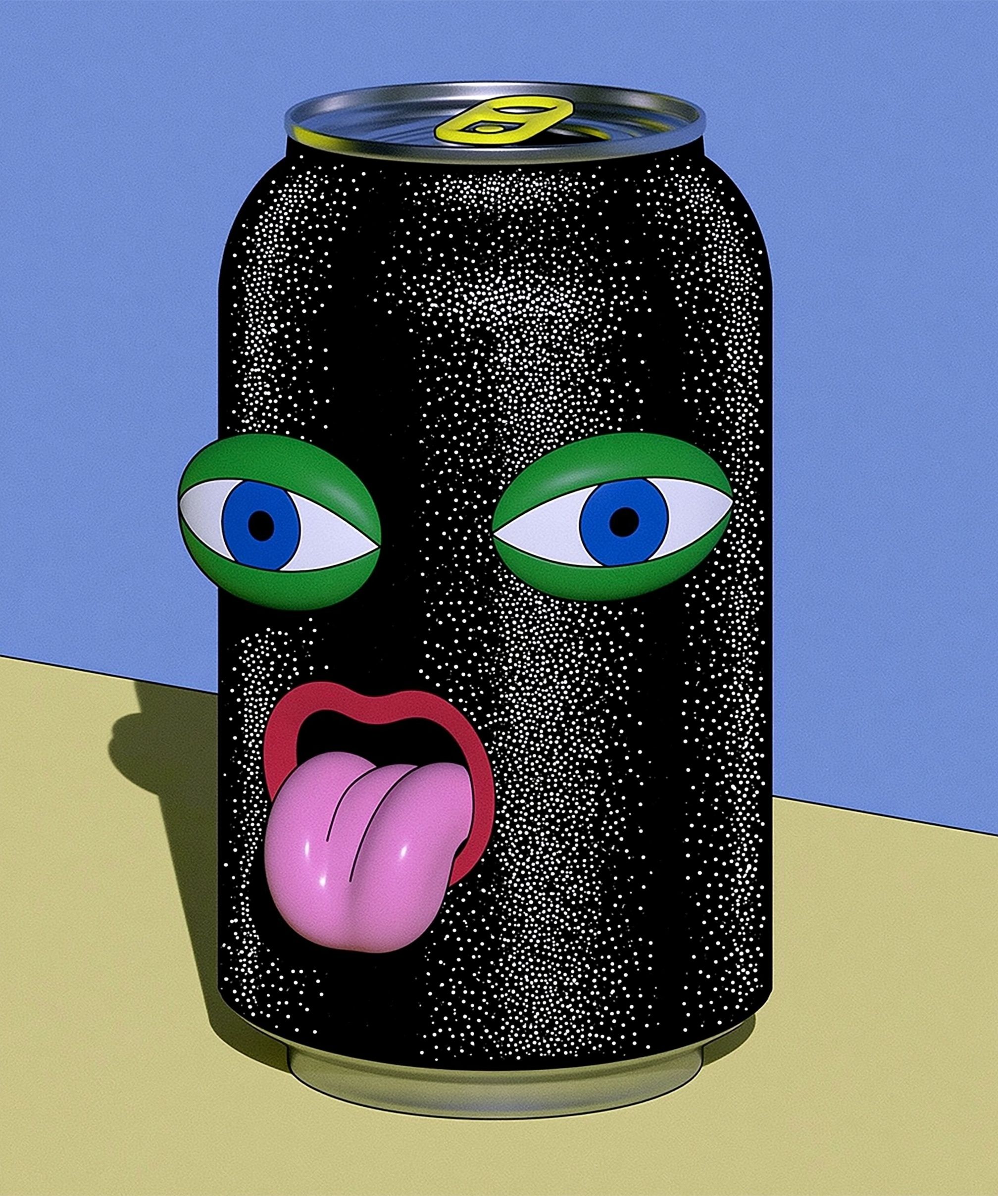 All black soda can silhouette logo