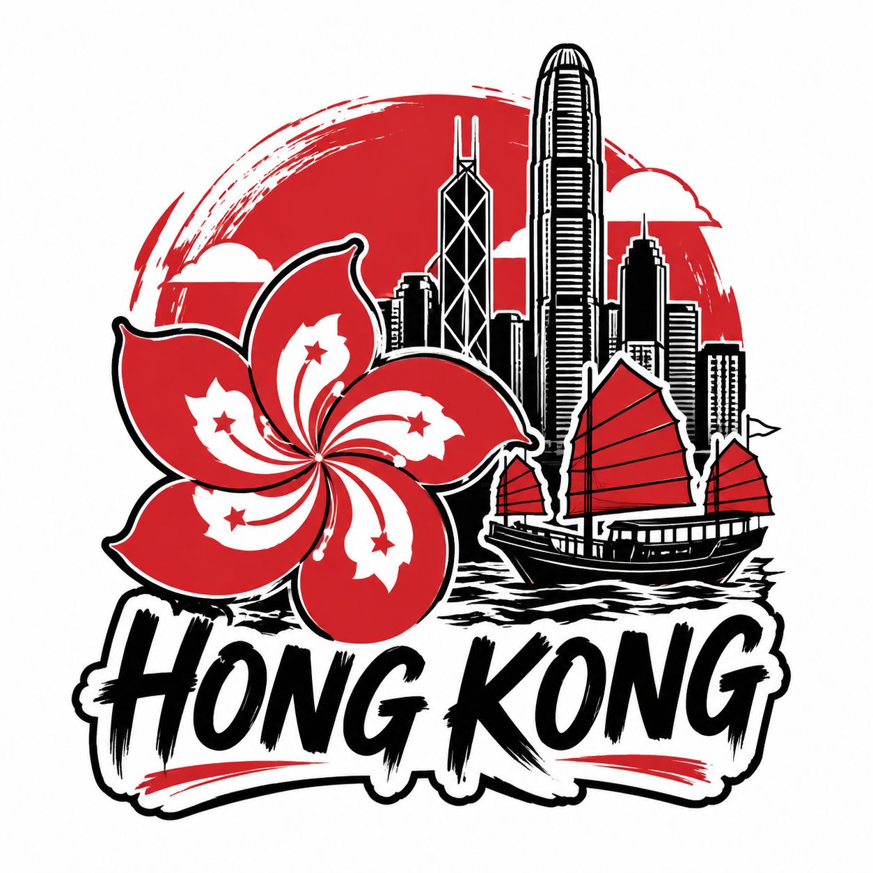 设计了一款干净的香港元素T恤印花