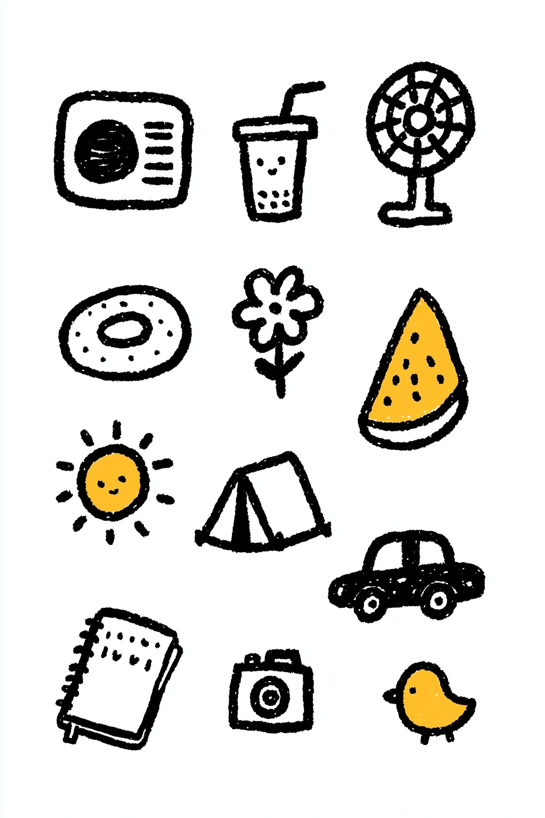 11 fresh and bright illustrated doodle elements