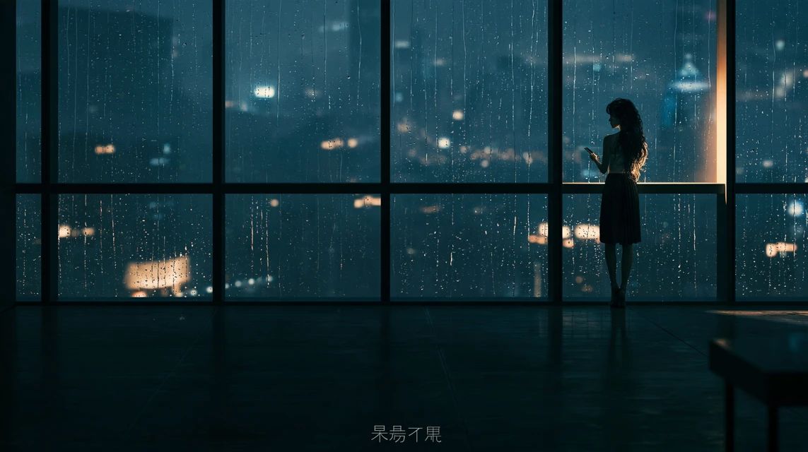 A woman stands by the window in a spacious room