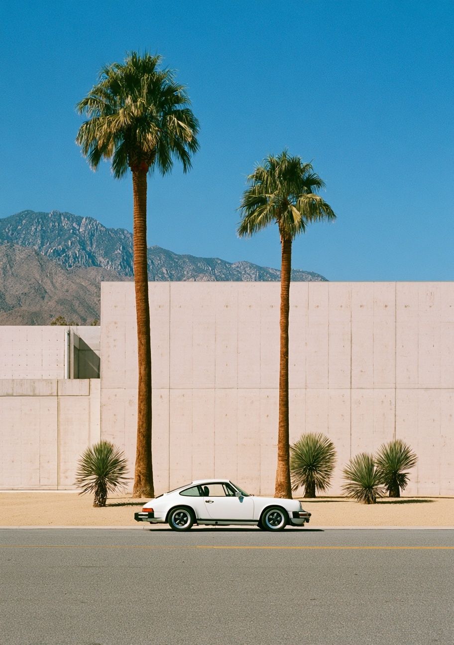 Una combinación de automóviles de lujo minimalistas y arquitectura moderna