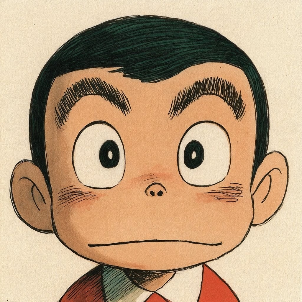 A hand-drawn close-up illustration of a man with a serious expression