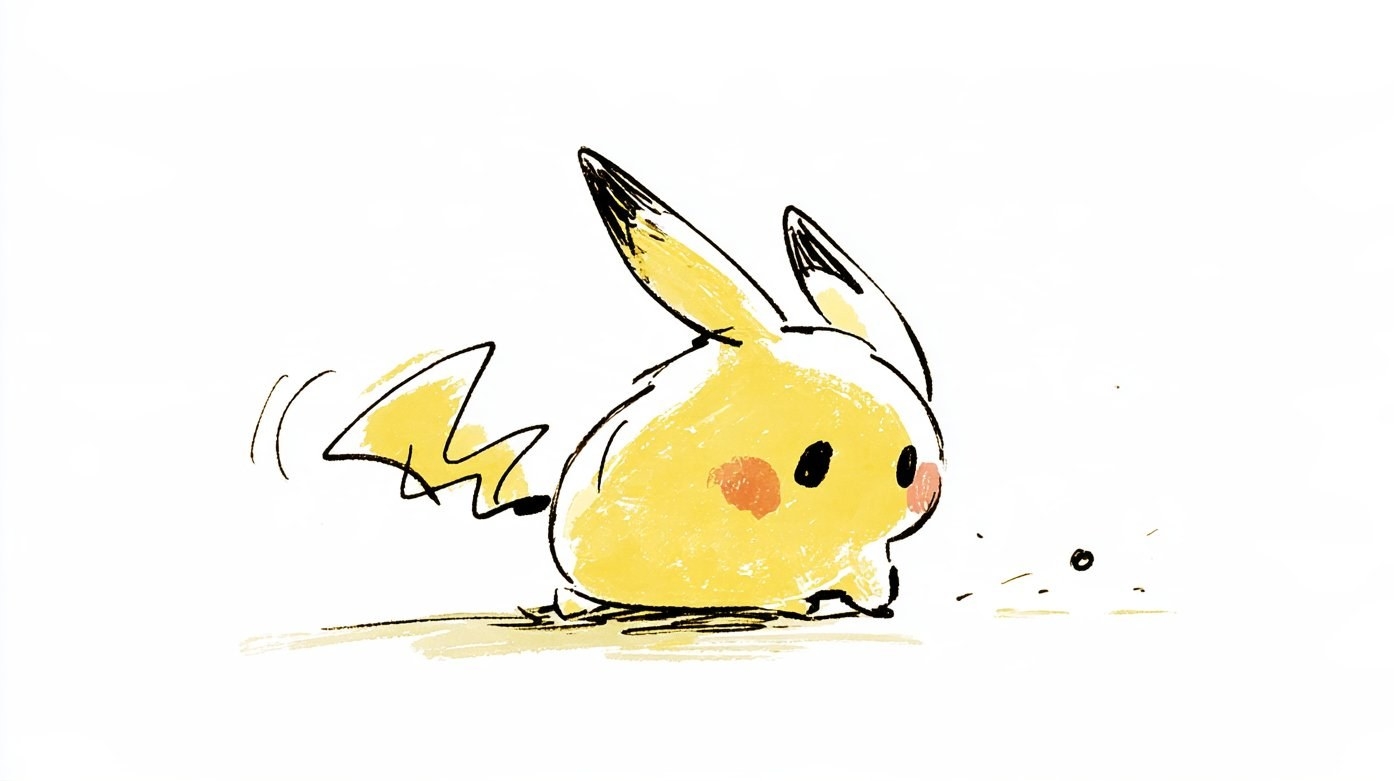 A yellow cartoon character is sniffing the ground