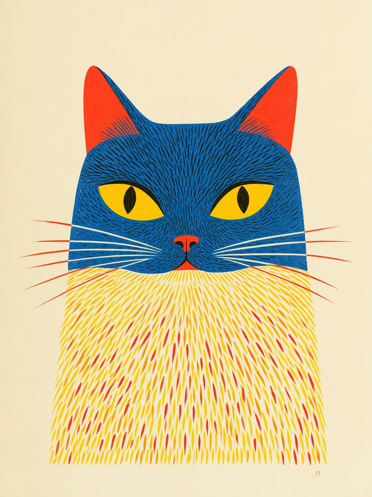 Un portrait de chat au style rétro