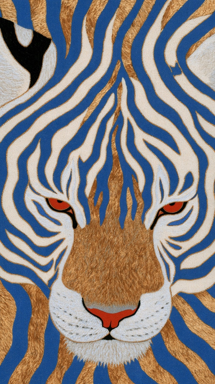 老虎头部正面特写对称装饰插画