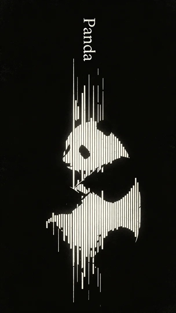 A minimalist depiction of a panda outline